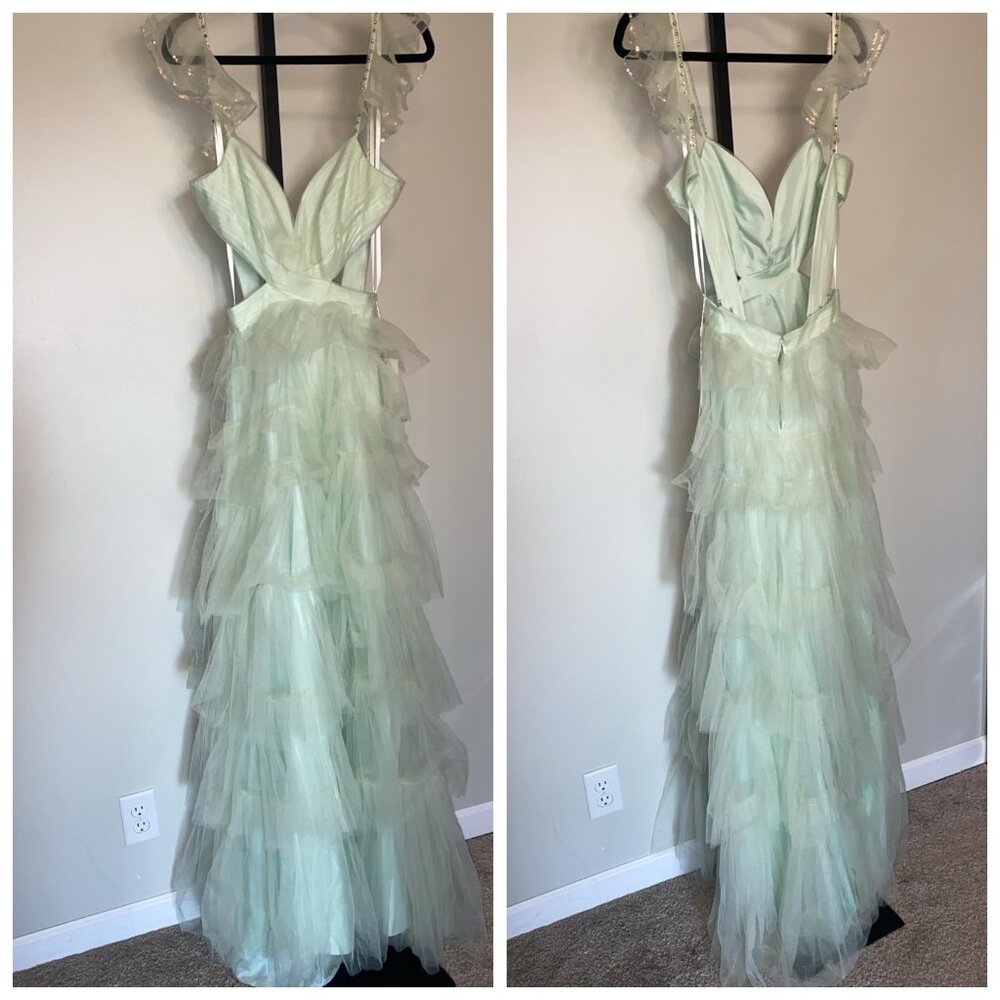 Ruffle Tiered Tulle Cut Out Gown by Mac Duggal - Picture 2 of 15